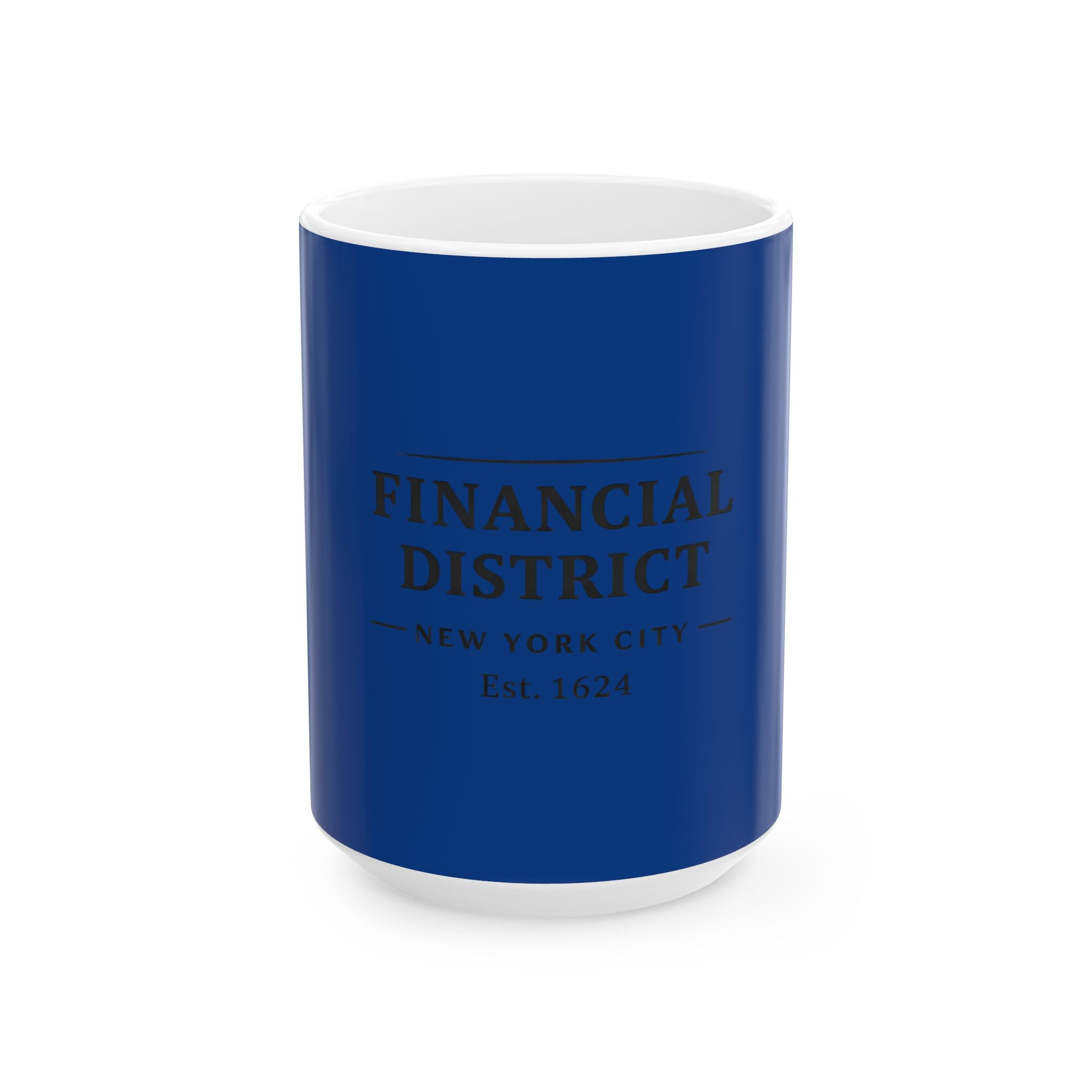 Financial District New York City Est. 1624 Coffee Mug (Dark Blue)