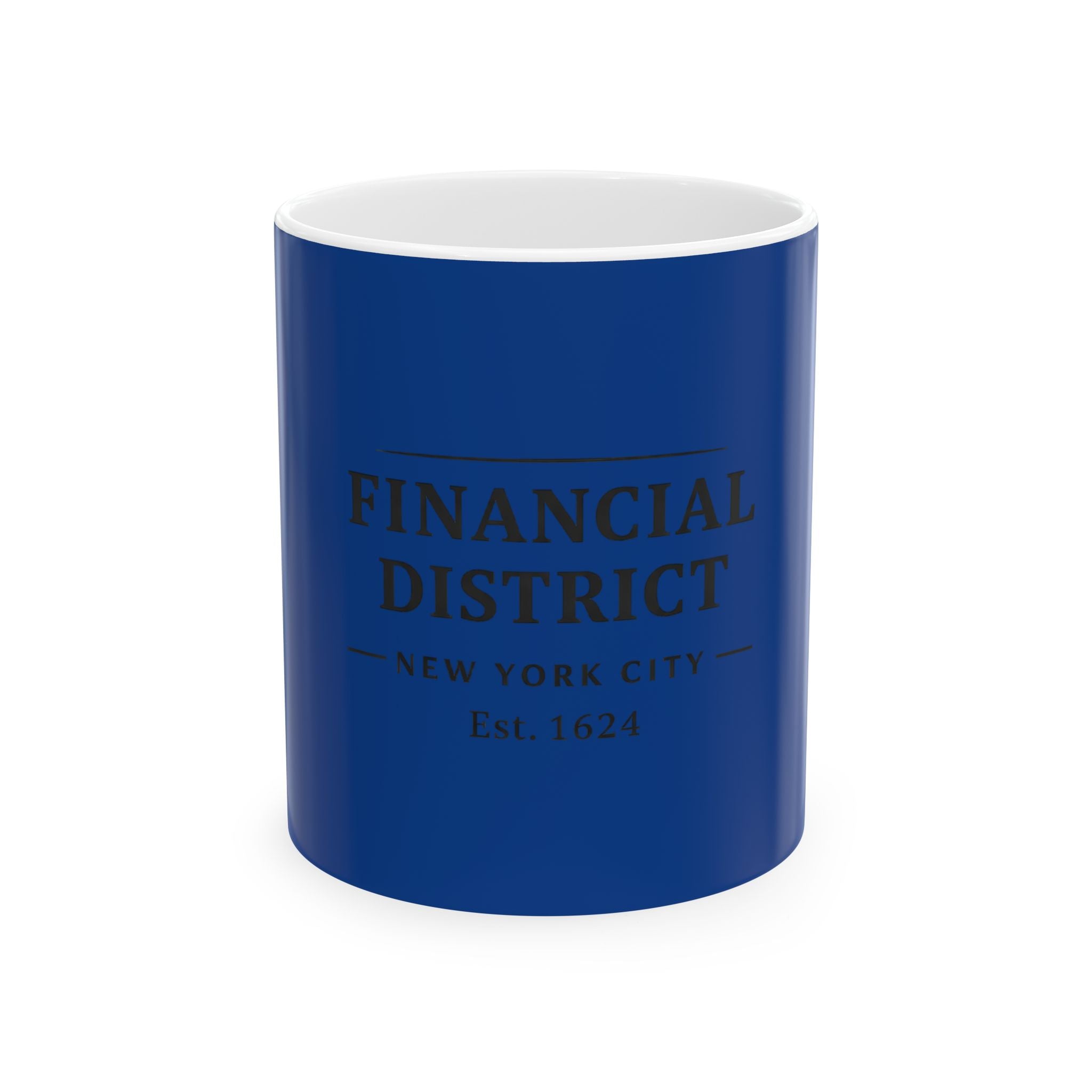 Financial District New York City Est. 1624 Coffee Mug (Dark Blue)