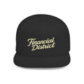Flat Bill Snapback Hat — "Financial District" Script Embroidered Cap